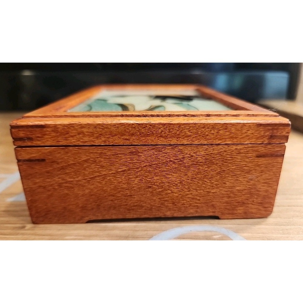 Geisha Girl  Asian Art  Trinket Jewelry Wood Box  6 In X 4 In & Playing Cards‎ - Picture 4 of 9